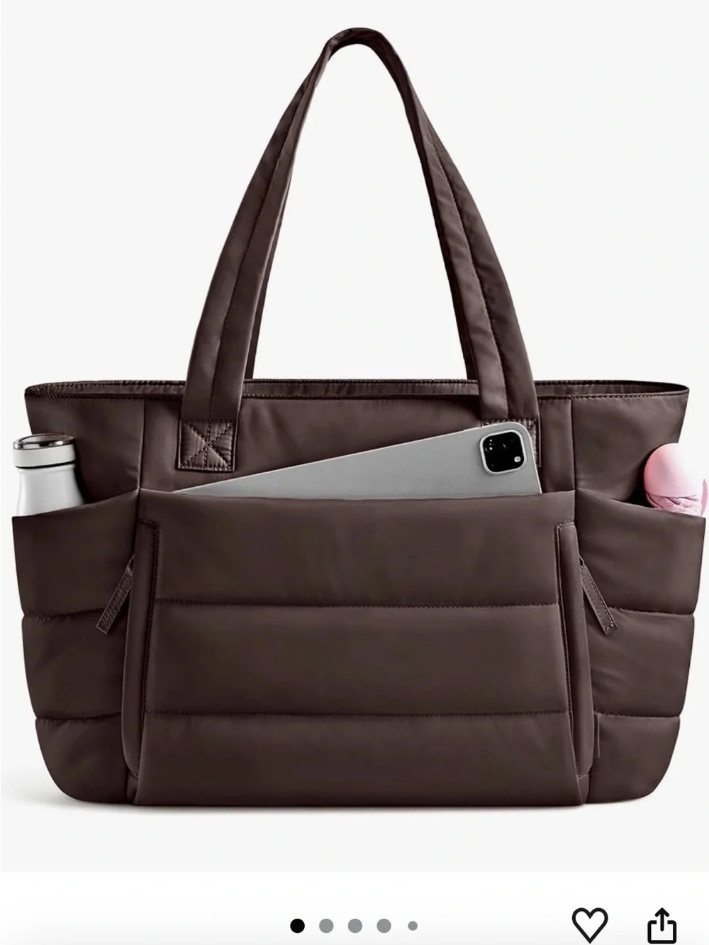 Padded Laptop Tote Bag in Dark Brown - Sleek Everyday Carry NWOT